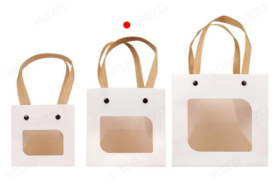 Sac cadeau en papier 120x120x120 mm blanc avec fenêtre - 12 pcs Sac cadeau en papier 120x120x120 mm blanc avec fenêtre - 12 pcs-photo_groupe