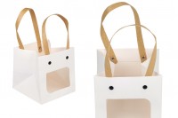 Paper gift bag 120x120x120 mm white with window - 12 pcs