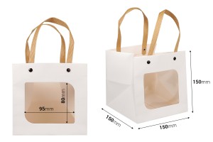 Geschenktüte aus Papier 150x150x150 mm weiß mit Sichtfenster - 12 Stk-2