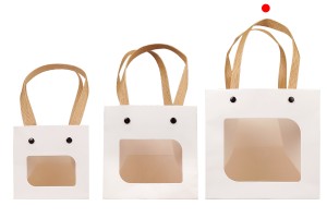 Geschenktüte aus Papier 150x150x150 mm weiß mit Sichtfenster - 12 Stk-5