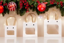 Geschenktüte aus Papier 150x150x150 mm weiß mit Sichtfenster - 12 Stk Geschenktüte aus Papier 150x150x150 mm weiß mit Sichtfenster - 12 Stk