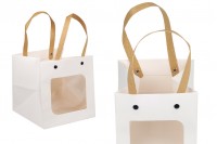 Τσάντα δώρου χάρτινη 150x150x150 mm λευκή με παράθυρο - 12 τμχ