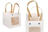 Paper gift bag 150x150x150 mm white with window - 12 pcs