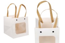 Geschenktüte aus Papier 150x150x150 mm weiß mit Sichtfenster - 12 Stk Geschenktüte aus Papier 150x150x150 mm weiß mit Sichtfenster - 12 Stk