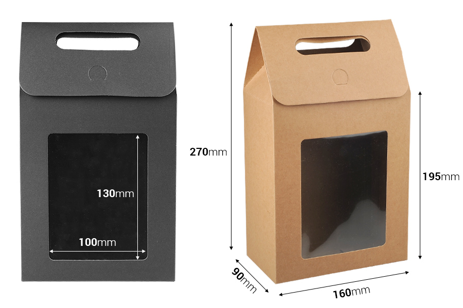 Geschenktüten aus Papier 160x90x270 mm mit Sichtfenster - 12 Stk