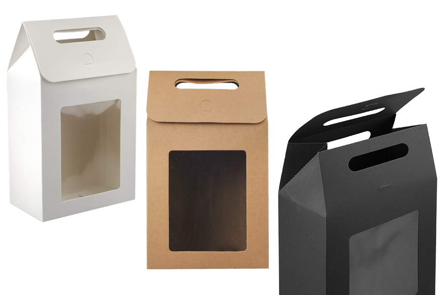 Geschenktüten aus Papier 160x90x270 mm mit Sichtfenster - 12 Stk