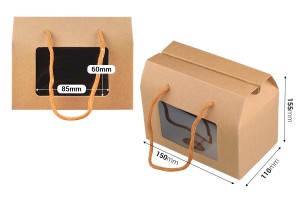Boîte en papier - sac cadeau 150x90x115 mm avec ficelle et fenêtre de différentes couleurs - 12 pcs-2