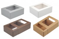 Kraft paper drawer box 140x110x52 mm with window - 12 pcs