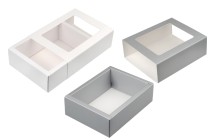 Kraft paper drawer box 170x130x52 mm with window - 12 pcs Kraft paper drawer box 170x130x52 mm with window - 12 pcs