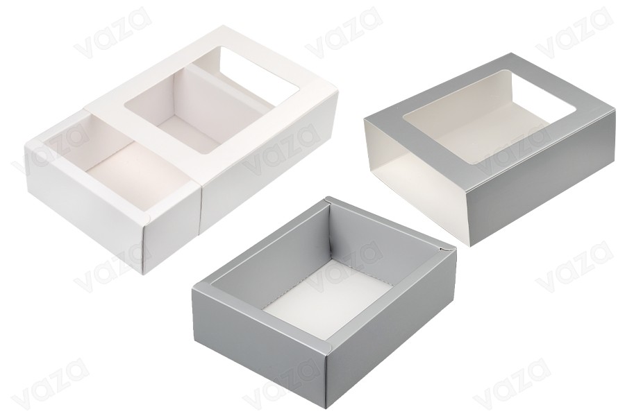 Papierverpackungsbox 170x130x52 mm Schublade mit Sichtfenster - 12 Stück Papierverpackungsbox 170x130x52 mm Schublade mit Sichtfenster - 12 Stück-εικόνα_σύνθεση