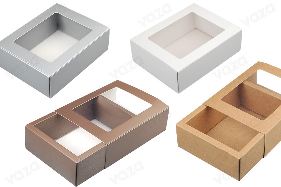 Papierverpackungsbox 170x130x52 mm Schublade mit Sichtfenster - 12 Stück Papierverpackungsbox 170x130x52 mm Schublade mit Sichtfenster - 12 Stück-εικόνα_προϊοντική