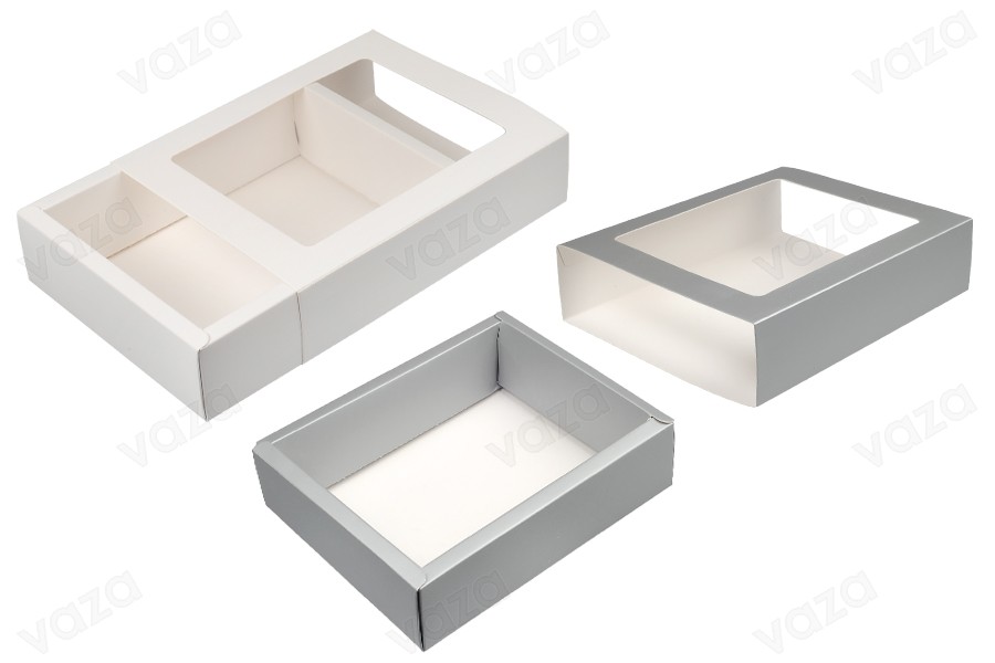 Papierverpackungsbox 195x155x50 mm Schublade mit Sichtfenster - 12 Stück Papierverpackungsbox 195x155x50 mm Schublade mit Sichtfenster - 12 Stück-bildgruppe