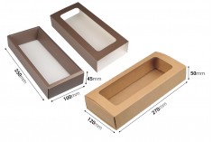 Kraft paper drawer box 270x120x50 mm with window - 12 pcs
