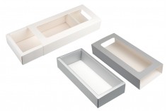 Kraft paper drawer box 270x120x50 mm with window - 12 pcs