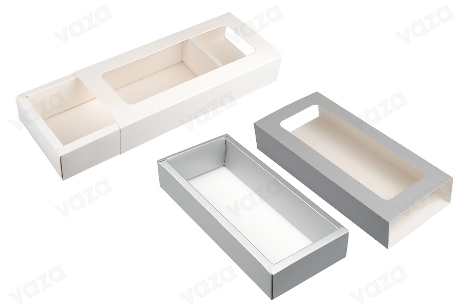 Papierverpackungsbox 270x120x50 mm Schublade mit Sichtfenster - 12 Stück Papierverpackungsbox 270x120x50 mm Schublade mit Sichtfenster - 12 Stück-bildgruppe