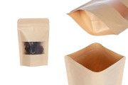 Σακουλάκια κραφτ τύπου Doy Pack 100x30x150 mm, με κλείσιμο zip, παράθυρο, εσωτερική και εξωτερική διάφανη επένδυση και δυνατότητα σφράγισης με θερμοκόλληση - 100 τμχ