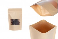 Sachets en papier kraft de type Doypack 100x30x150 mm, avec fermeture zip et fenêtre, revêtement intérieur et extérieur transparent et possibilité de fermeture par thermoscellage - 100 pcs