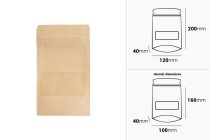 Standbodenbeutel aus Kraftpapier mit Sichtfenster und Druckverschluss, verschließbar 120x40x200mm - 100 Stücke Standbodenbeutel aus Kraftpapier mit Sichtfenster und Druckverschluss, verschließbar 120x40x200mm - 100 Stücke