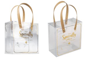 Geschenktäschen-Box 150x75x150 mm Kunststoff transparent mit Griff - 12 Stück-1
