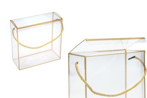 Geschenktäschen-Schachtel 140x75x140 mm Kunststoff transparent mit Griff - 12 Stück-1