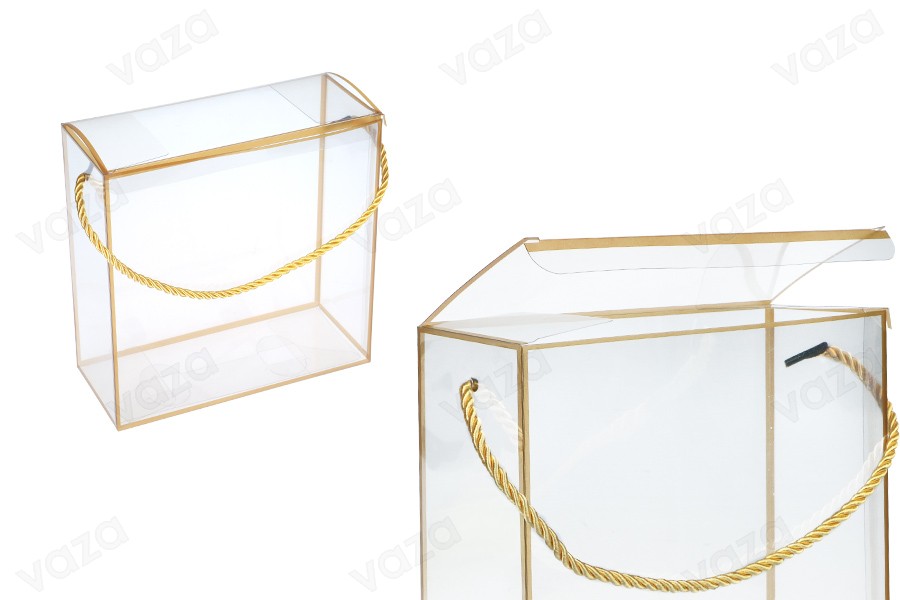 Geschenktäschen-Schachtel 140x75x140 mm Kunststoff transparent mit Griff - 12 Stück-produktbild