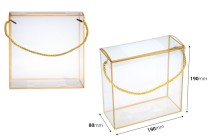 Boîte - sac cadeau 190x80x190 mm en plastique transparent avec ficelle pour poignée - 12 pcs Boîte - sac cadeau 190x80x190 mm en plastique transparent avec ficelle pour poignée - 12 pcs