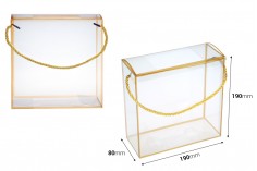 Gift box - bag 190x80x190 mm plastic transparent with string for handle - 12 pcs