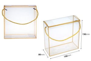 Geschenktäschen-Schachtel 190x80x190 mm Kunststoff transparent mit Griff - 12-2