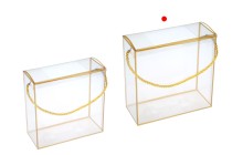 Boîte - sac cadeau 190x80x190 mm en plastique transparent avec ficelle pour poignée - 12 pcs Boîte - sac cadeau 190x80x190 mm en plastique transparent avec ficelle pour poignée - 12 pcs