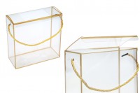 Boîte - sac cadeau 190x80x190 mm en plastique transparent avec ficelle pour poignée - 12 pcs