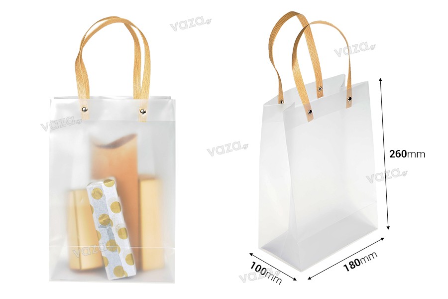 Plastic gift bag 180x100x260 mm translucent with handle - 12 pcs