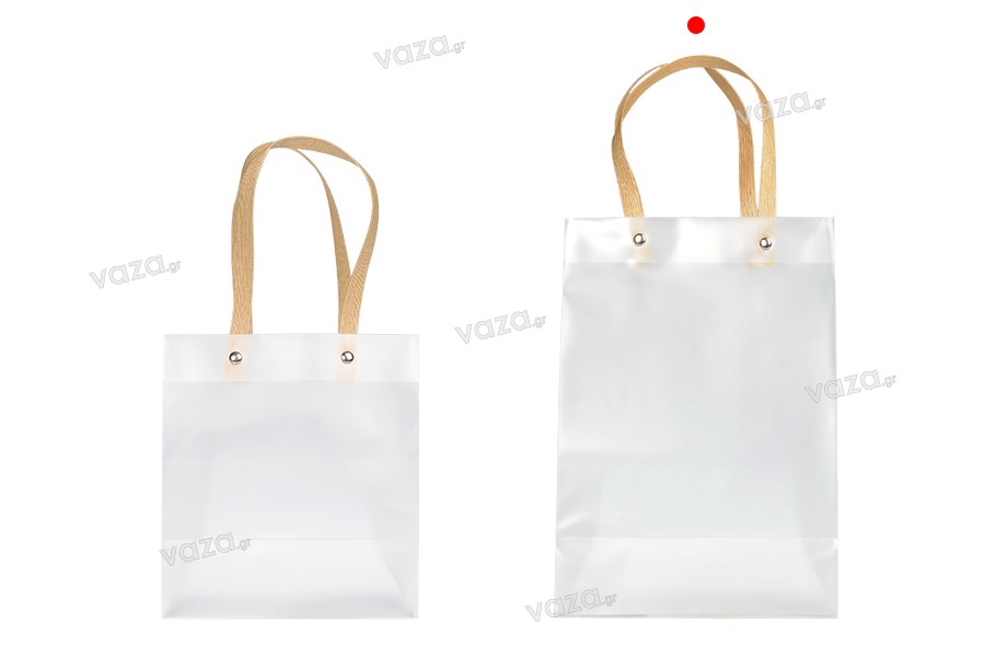 Plastic gift bag 180x100x260 mm translucent with handle - 12 pcs