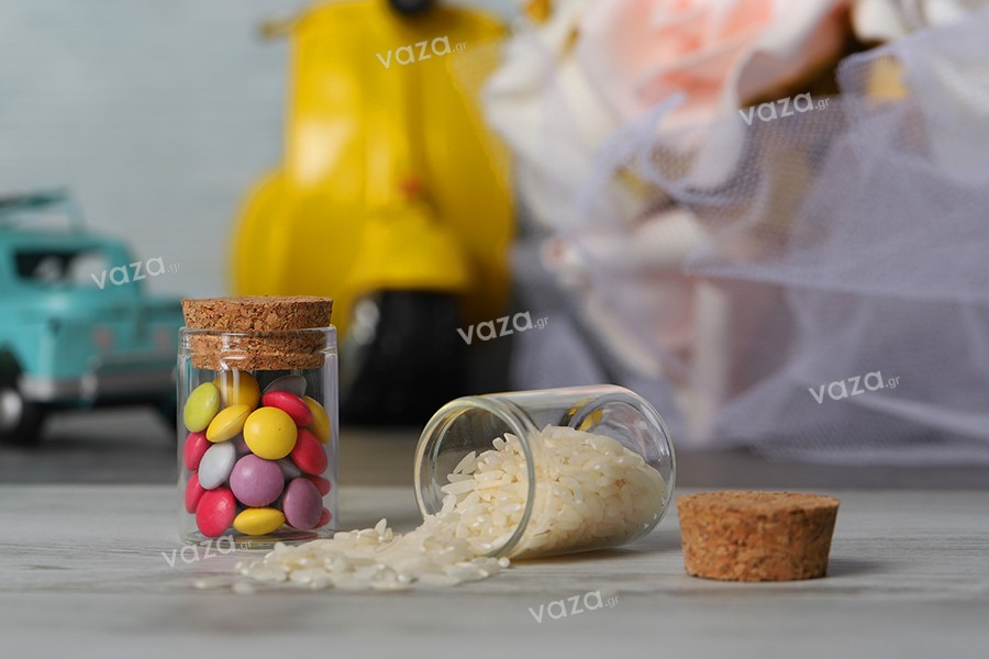 Glass jar with cork stopper - available in a package with 12 pcs