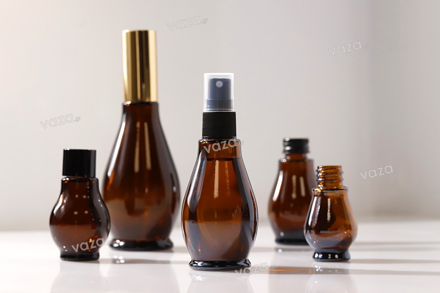 Flacon en verre pour huiles essentielles de 10 ml de couleur caramel (PP18)