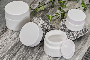 Pot pour crème en verre de 15ml, blanc avec couvercle, doublure et joint en plastique-3