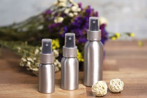 Flacon aluminium de 50 ml avec vaporisateur et bouchon en plastique transparent - 10 pcs-εικόνα_σύνθεση