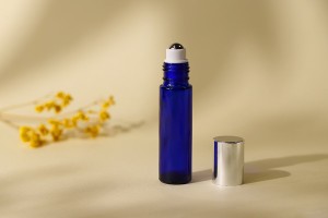 Blaue Flasche 10ml Glas mit Deckel und Metallkugelrolle auf - 6 Stk-εικόνα_σύνθεση
