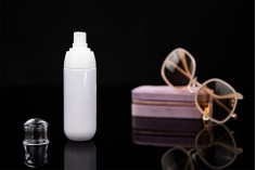 Flacon PET de 80 ml avec pompe blanche et bouchon transparent