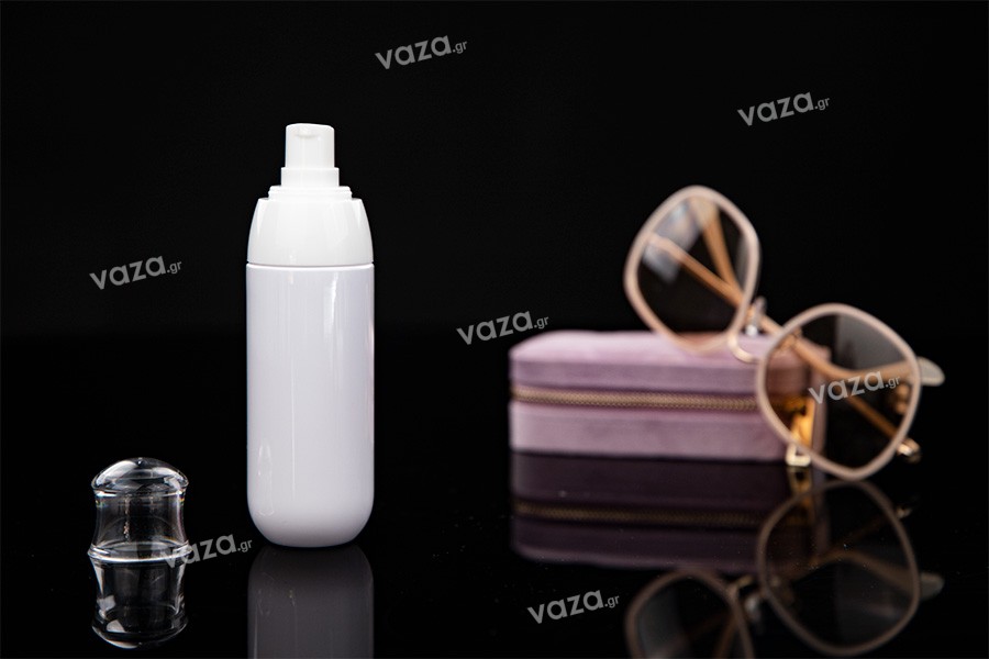 80 ml PET bottle with white pump and transparent cap