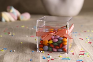 Boîte pour dragées de mariage - baptême transparente, carrée - 12 pcs-εικόνα_διαστάσεις