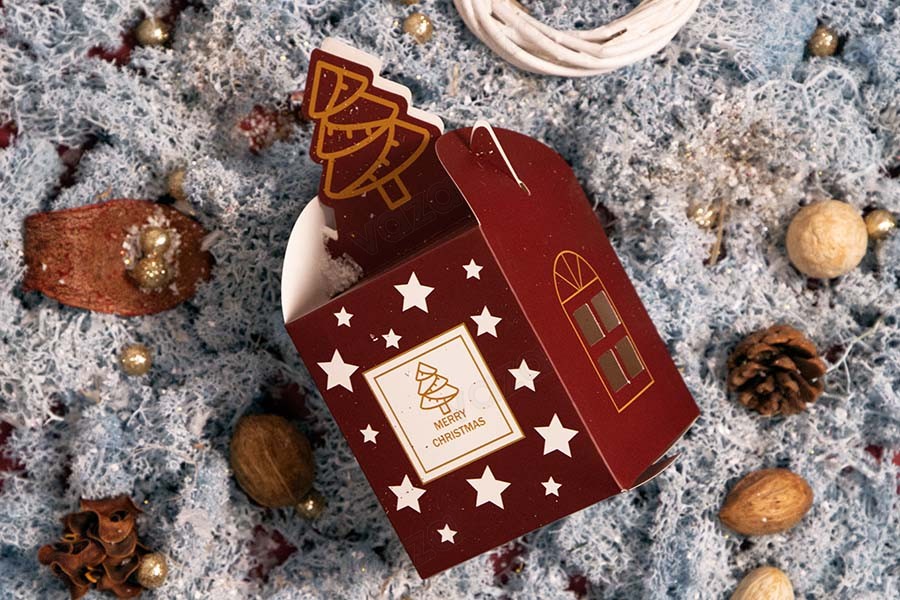 Weihnachtliche Papierbox 85x85x100 mm für Geschenke in verschiedenen Designs- 25 Stück-εικόνα_σύνθεση