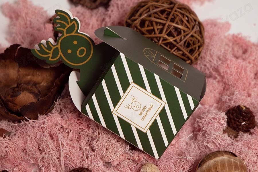 Weihnachtliche Papierbox 85x85x100 mm für Geschenke in verschiedenen Designs- 25 Stück-εικόνα_σύνθεση
