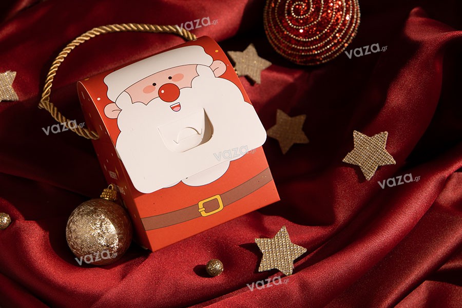 Χριστουγεννιάτικο κουτί - τσαντάκι δώρου με χερούλι 100x90x125 mm - 25 τμχ
