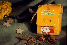 Χριστουγεννιάτικο κουτί - τσαντάκι δώρου με χερούλι 100x90x125 mm - 25 τμχ