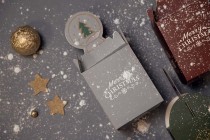 Boîte cadeau de Noël en papier 85 x 85 x 100 mm dans différents motifs - 25 pcs