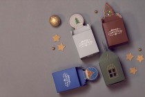 Boîte cadeau de Noël en papier 85 x 85 x 100 mm dans différents motifs - 25 pcs