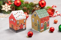 Christmas paper gift box 85x85x140 mm - 10 pcs