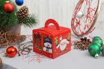 Christmas paper gift box 95x95x80mm with handle - 10 pcs Christmas paper gift box 95x95x80mm with handle - 10 pcs