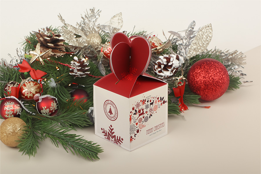 Christmas paper gift box 90x90x155mm - 10 pcs