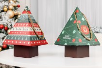 Christmas paper gift box 150x150x240 mm in tree shape with cord - 10 pcs Christmas paper gift box 150x150x240 mm in tree shape with cord - 10 pcs